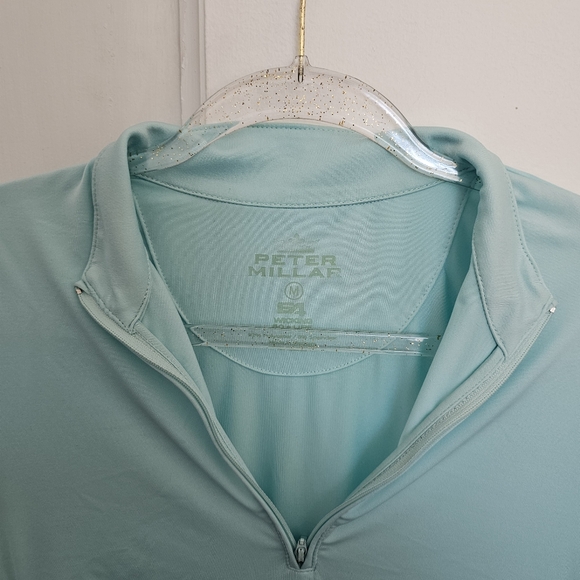 Peter Millar Womens pullover long sleeve top 1/2 zip aqua 50+SPF Medium - Picture 4 of 7